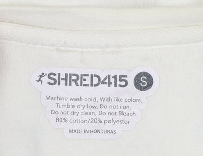 Shred415 Women's Ivory Pullover Sweatshirt Small Cotton Blend