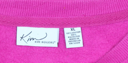 Kim Rogers Womens Pink Crew Neck Pullover Sweatshirt XL