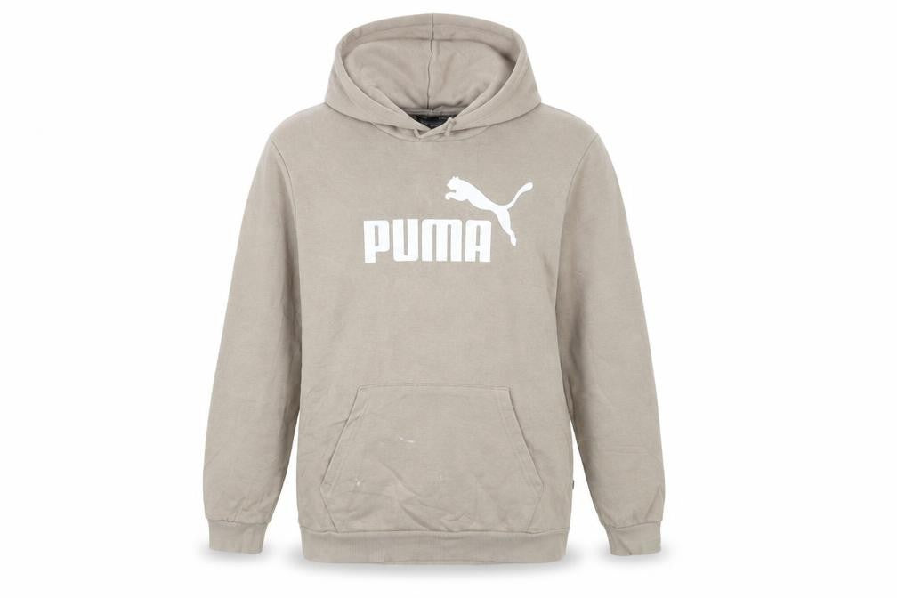 Puma Men's Beige Pullover Hoodie Medium Logo Fleece Sweatshirt
