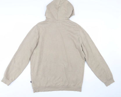 Puma Men's Beige Pullover Hoodie Medium Logo Fleece Sweatshirt