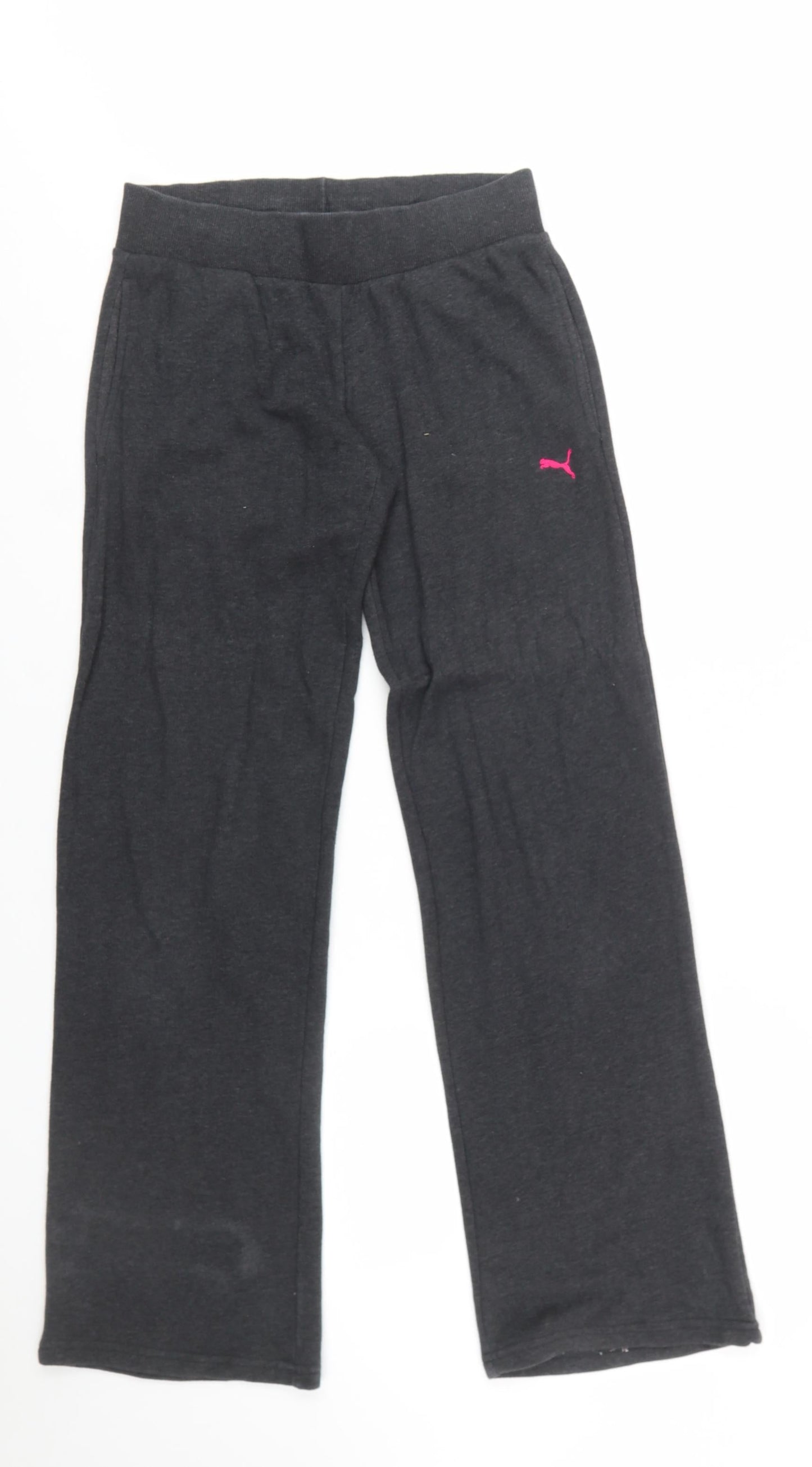 Puma Women Black Cotton Blend Jogger Lounge Trousers Size 10