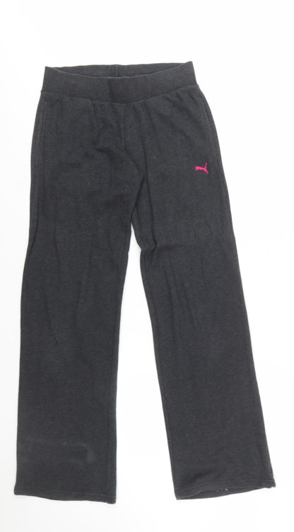 Puma Women Black Cotton Blend Jogger Lounge Trousers Size 10
