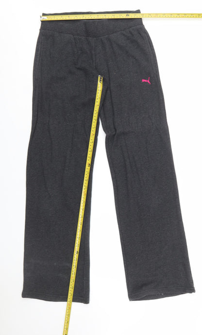 Puma Women Black Cotton Blend Jogger Lounge Trousers Size 10
