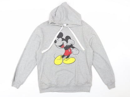 Disney Women Grey Mickey Mouse Pullover Hoodie Size L