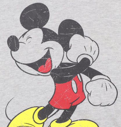 Disney Women Grey Mickey Mouse Pullover Hoodie Size L