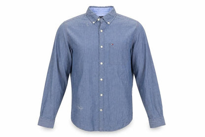 Tommy Hilfiger Men's Blue Button-Down Chambray Shirt Size S Slim Fit