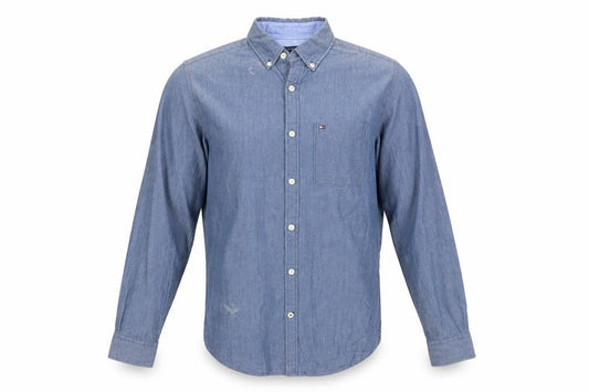 Tommy Hilfiger Men's Blue Button-Down Chambray Shirt Size S Slim Fit