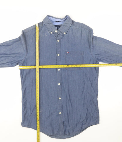 Tommy Hilfiger Men's Blue Button-Down Chambray Shirt Size S Slim Fit