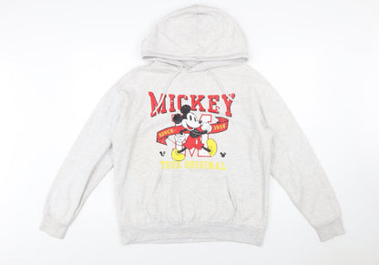 Disney Women’s Grey Mickey Mouse Hoodie Size S Pullover Sweatshirt