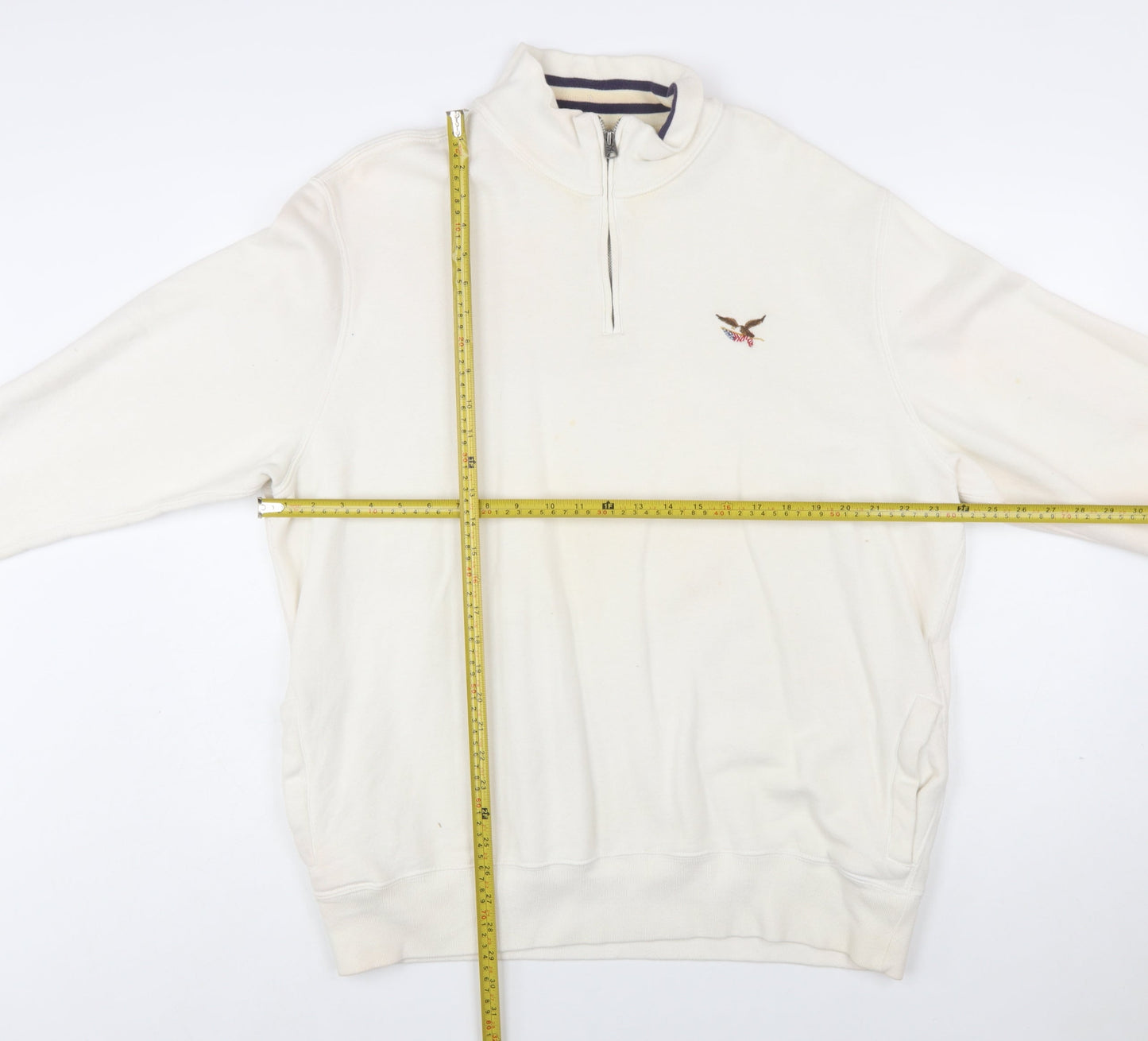 American Living Men's Ivory XL 1/4 Zip Fleece Sweatshirt