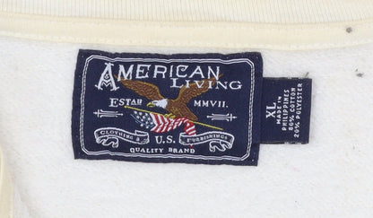 American Living Men's Ivory XL 1/4 Zip Fleece Sweatshirt