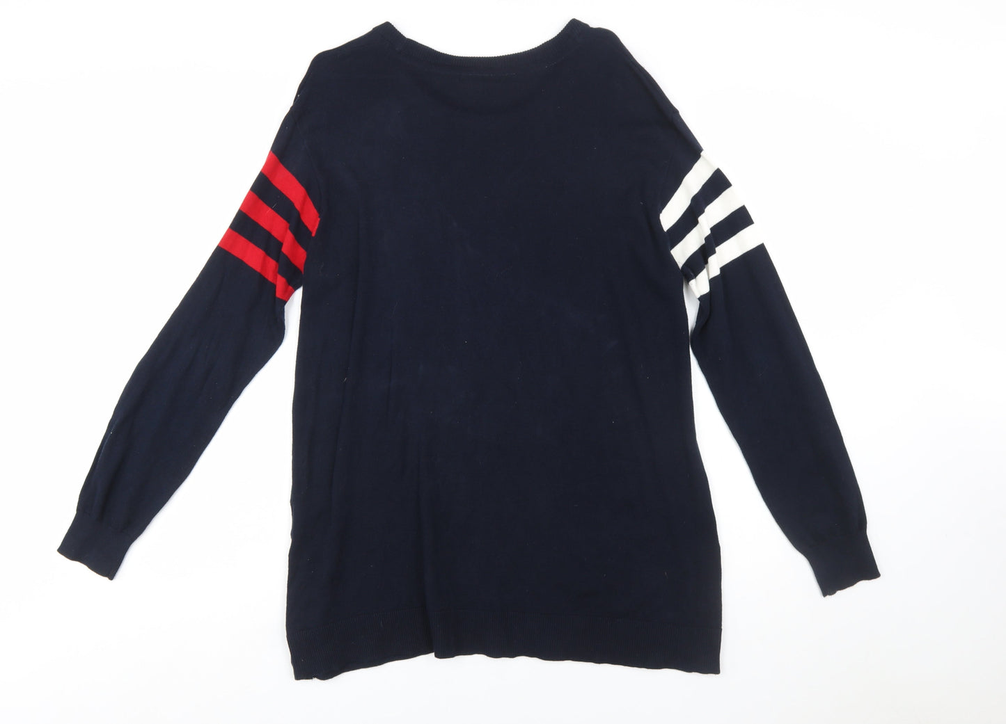 Tommy Hilfiger Women's Blue Striped Cotton Pullover Jumper Size L