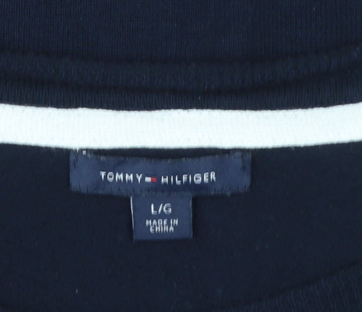 Tommy Hilfiger Women's Blue Striped Cotton Pullover Jumper Size L