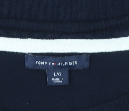 Tommy Hilfiger Women's Blue Striped Cotton Pullover Jumper Size L