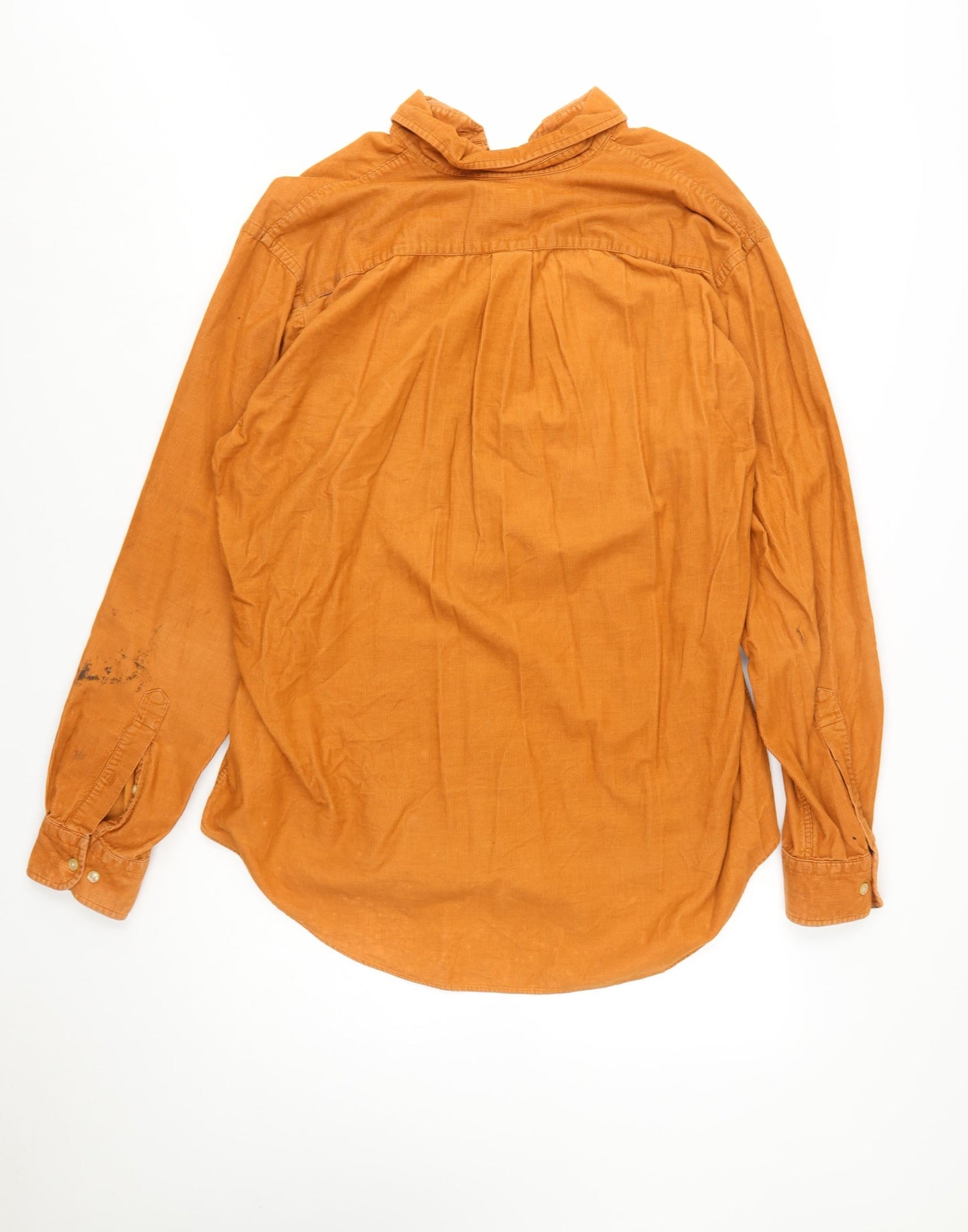 Lands' End Men's Orange Corduroy Button-Down Shirt L Regular Fit