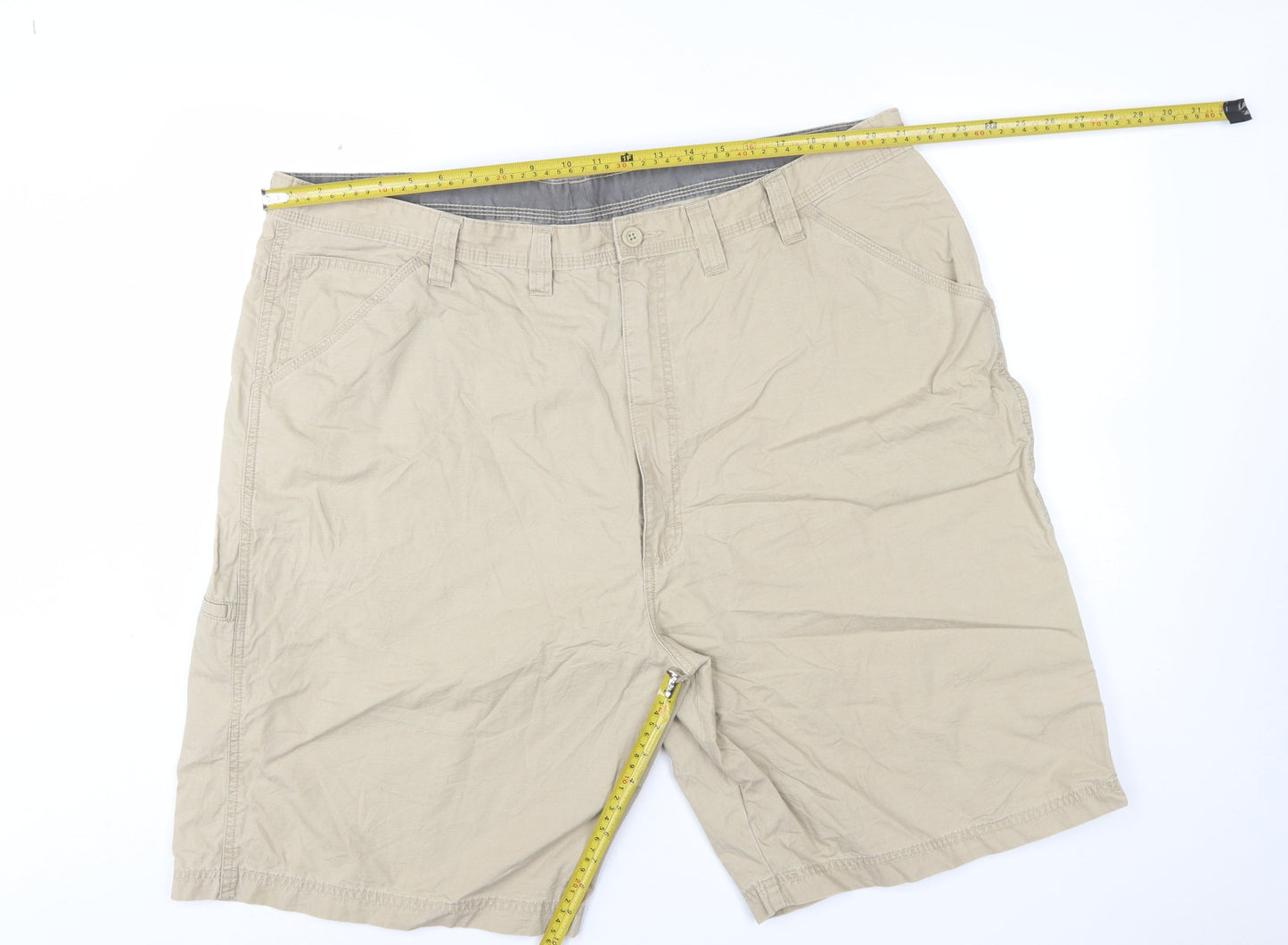 Wrangler Men Beige 44 Cargo Shorts Cotton Canvas Casual