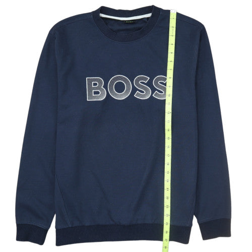 Hugo Boss Men's Blue Crew Neck Embroidered Logo Sweatshirt Size L