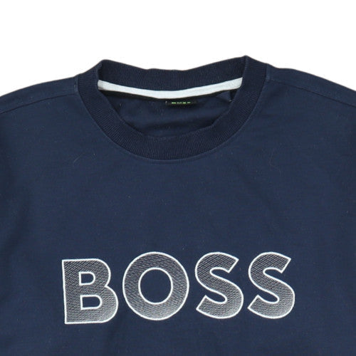 Hugo Boss Men's Blue Crew Neck Embroidered Logo Sweatshirt Size L