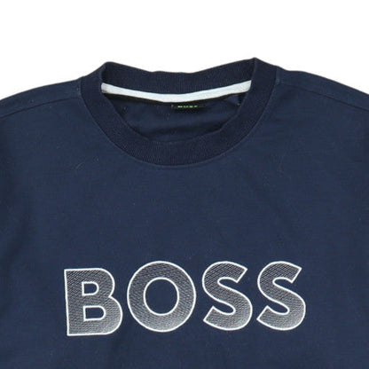 Hugo Boss Men's Blue Crew Neck Embroidered Logo Sweatshirt Size L