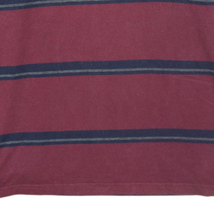 Marks and Spencer Blue Harbour Men's Burgundy Striped Long Sleeve Polo L Regular Fit