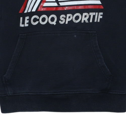 Le Coq Sportif Men's Black Pullover Hoodie L Logo Graphic Fleece