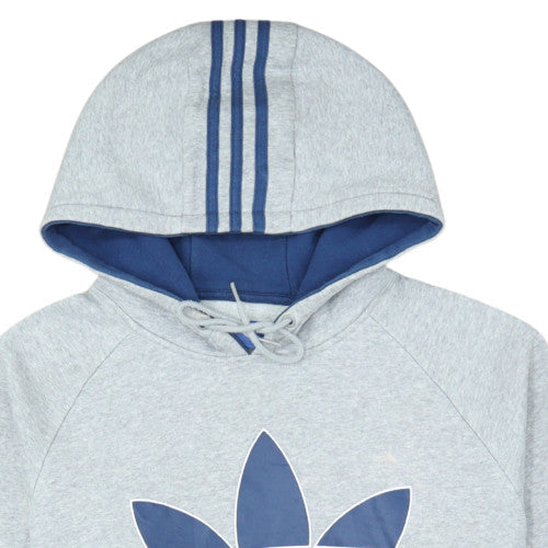 Adidas Mens Grey Hoodie Large Pullover Hooded Sweatshirt