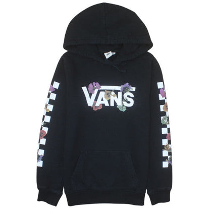 Vans Womens Black Floral Logo Pullover Hoodie Size S