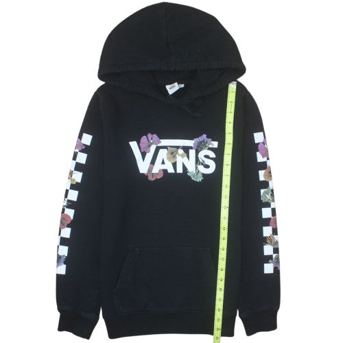 Vans Womens Black Floral Logo Pullover Hoodie Size S