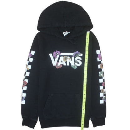 Vans Womens Black Floral Logo Pullover Hoodie Size S