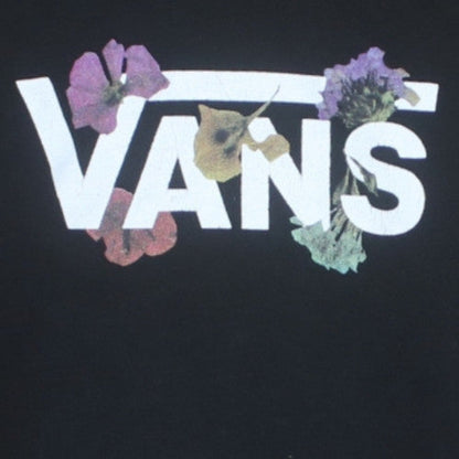 Vans Womens Black Floral Logo Pullover Hoodie Size S
