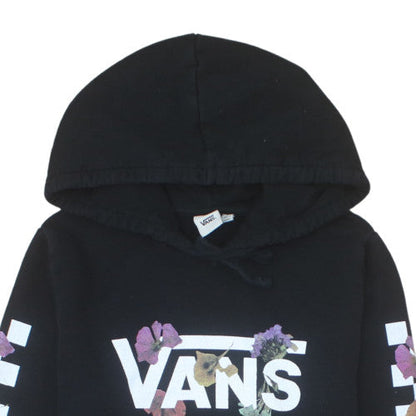 Vans Womens Black Floral Logo Pullover Hoodie Size S