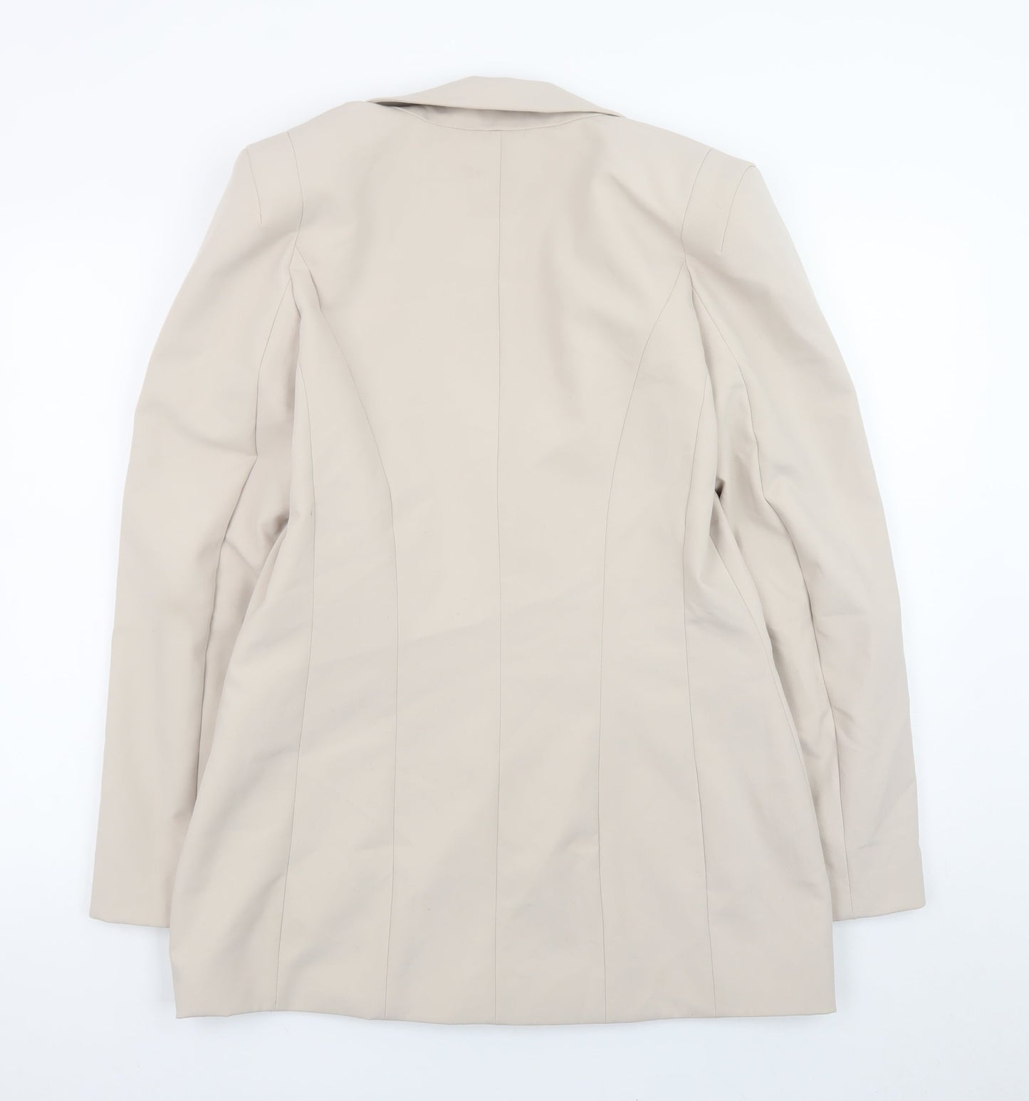 River Island Women Beige Double-Breasted Blazer Size 12