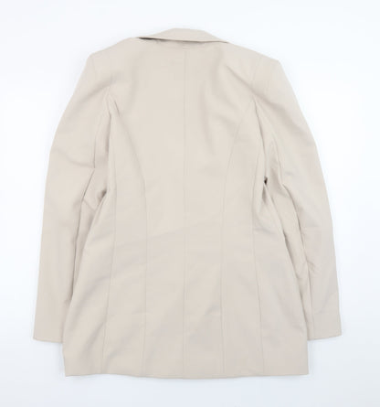 River Island Women Beige Double-Breasted Blazer Size 12