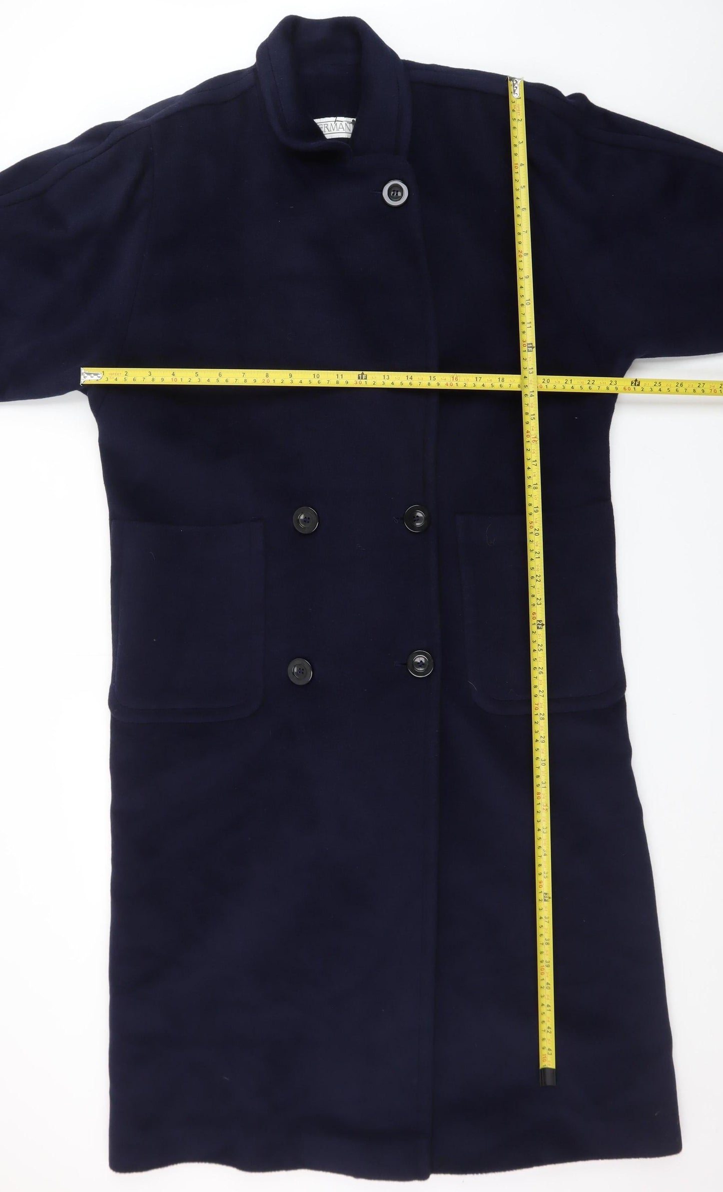 Huberman Womens Blue Wool Cashmere Angora Long Overcoat UK 14