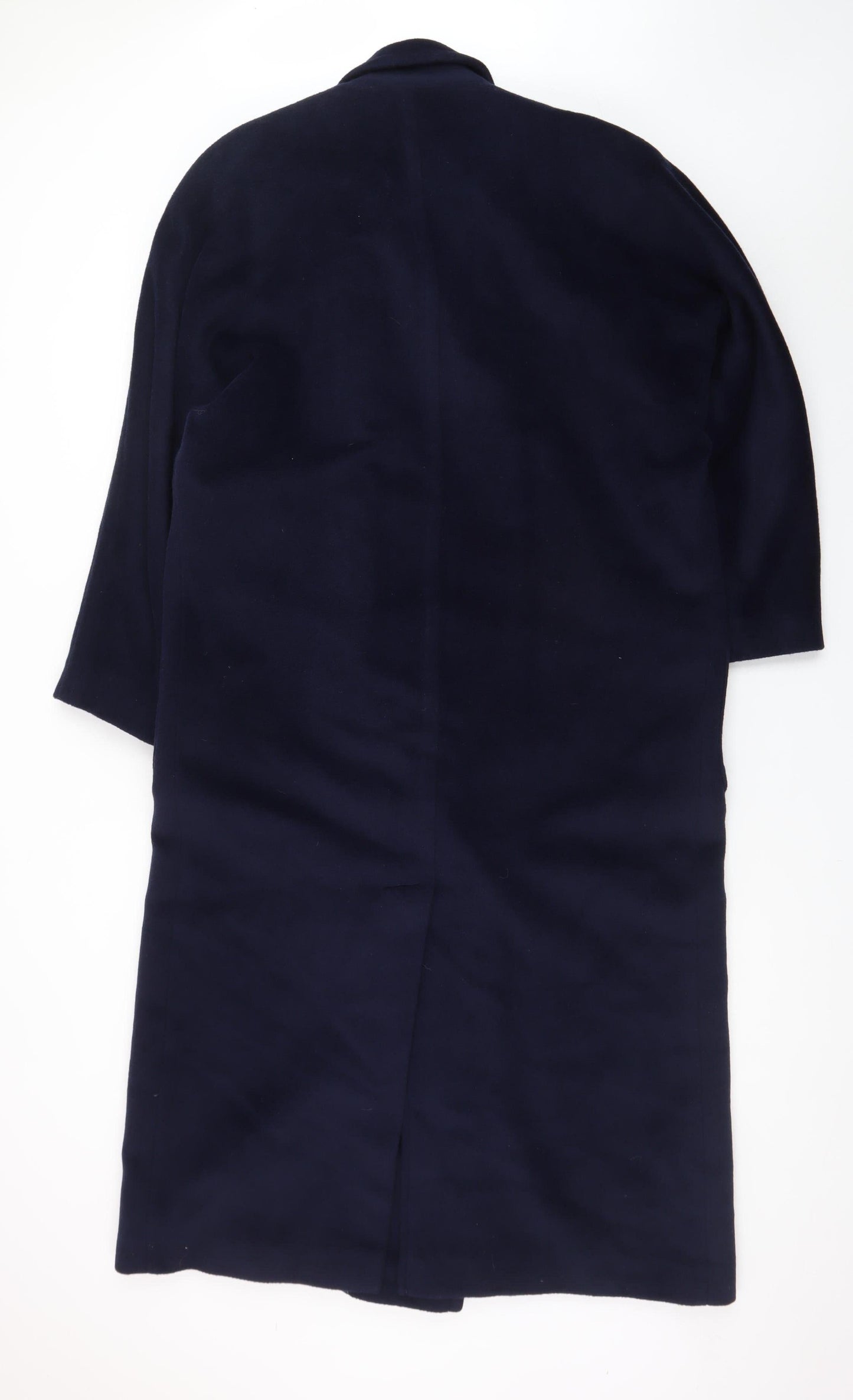 Huberman Womens Blue Wool Cashmere Angora Long Overcoat UK 14
