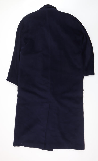 Huberman Womens Blue Wool Cashmere Angora Long Overcoat UK 14