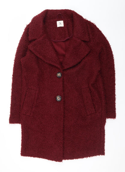Tu Women Red Mid-Length Textured Button Coat Size 12