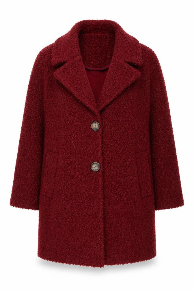Tu Women Red Mid-Length Textured Button Coat Size 12