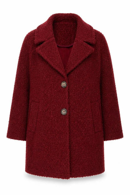 Tu Women Red Mid-Length Textured Button Coat Size 12
