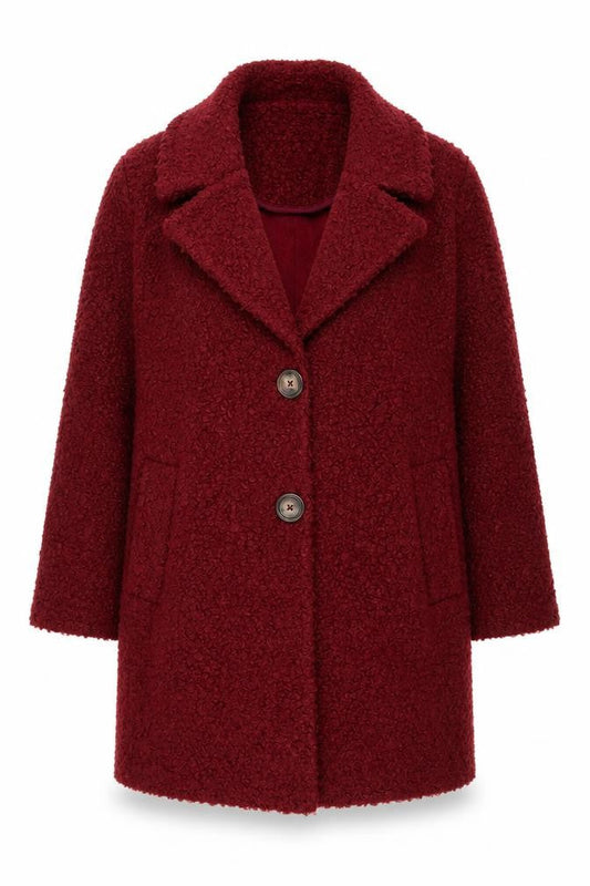 Tu Women Red Mid-Length Textured Button Coat Size 12