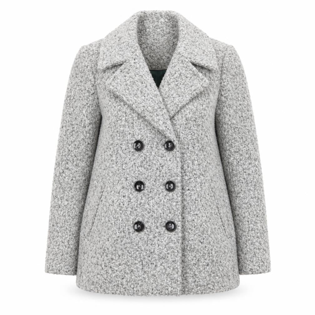 Principles Women's Grey Pea Coat Size 14 Polyester Lined Double Breasted