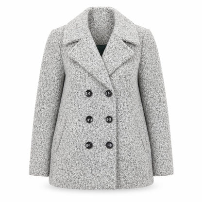 Principles Women's Grey Pea Coat Size 14 Polyester Lined Double Breasted
