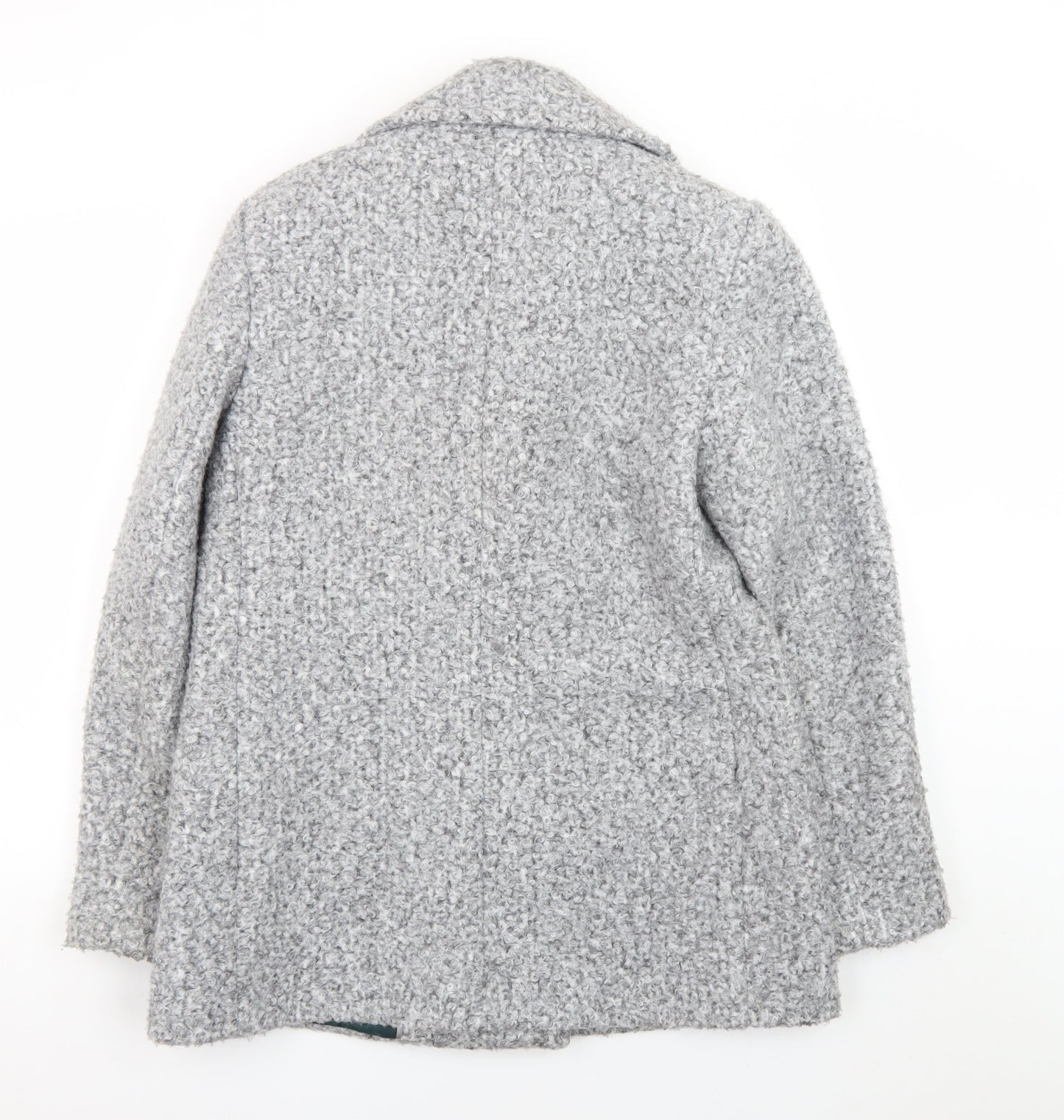 Principles Women's Grey Pea Coat Size 14 Polyester Lined Double Breasted