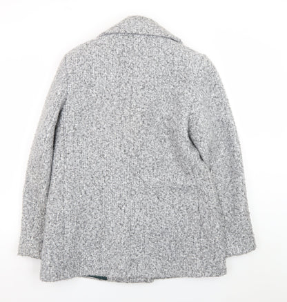 Principles Women's Grey Pea Coat Size 14 Polyester Lined Double Breasted