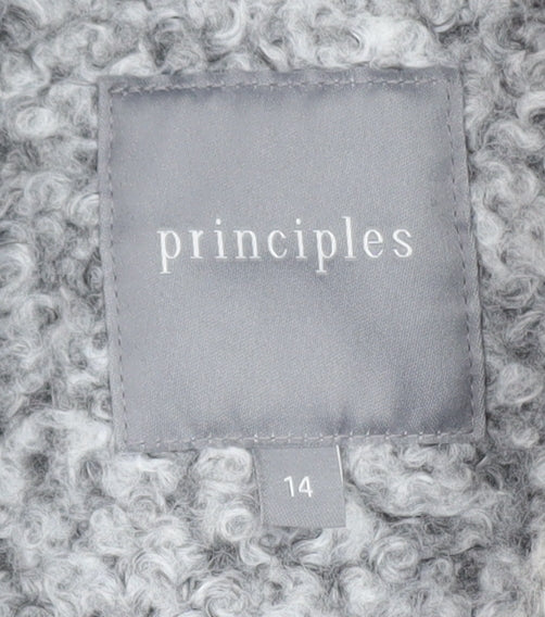 Principles Women's Grey Pea Coat Size 14 Polyester Lined Double Breasted