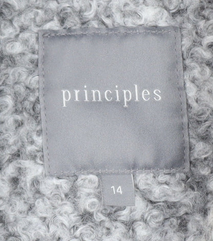 Principles Women's Grey Pea Coat Size 14 Polyester Lined Double Breasted