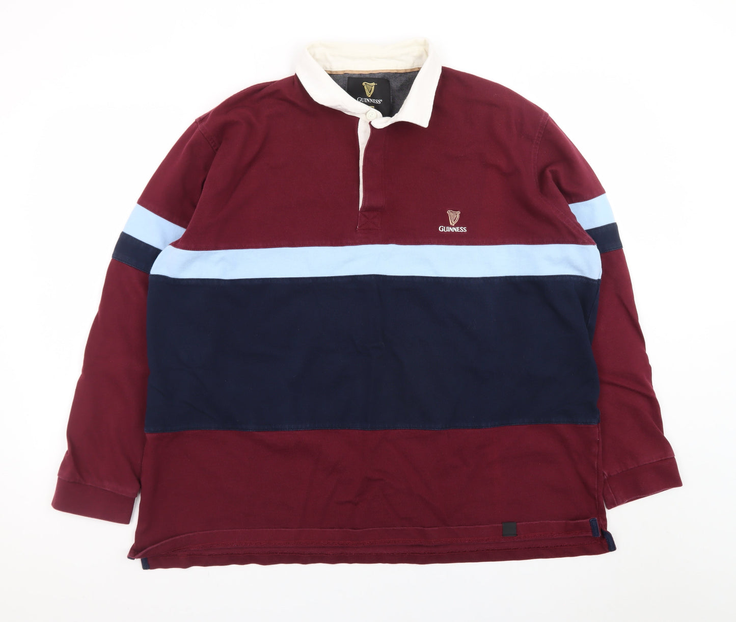 Guinness Men’s Multicoloured 2XL Rugby Style Long Sleeve Polo Shirt