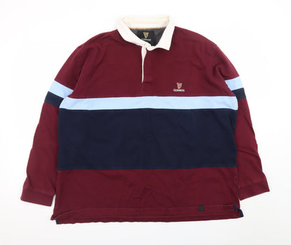 Guinness Men’s Multicoloured 2XL Rugby Style Long Sleeve Polo Shirt