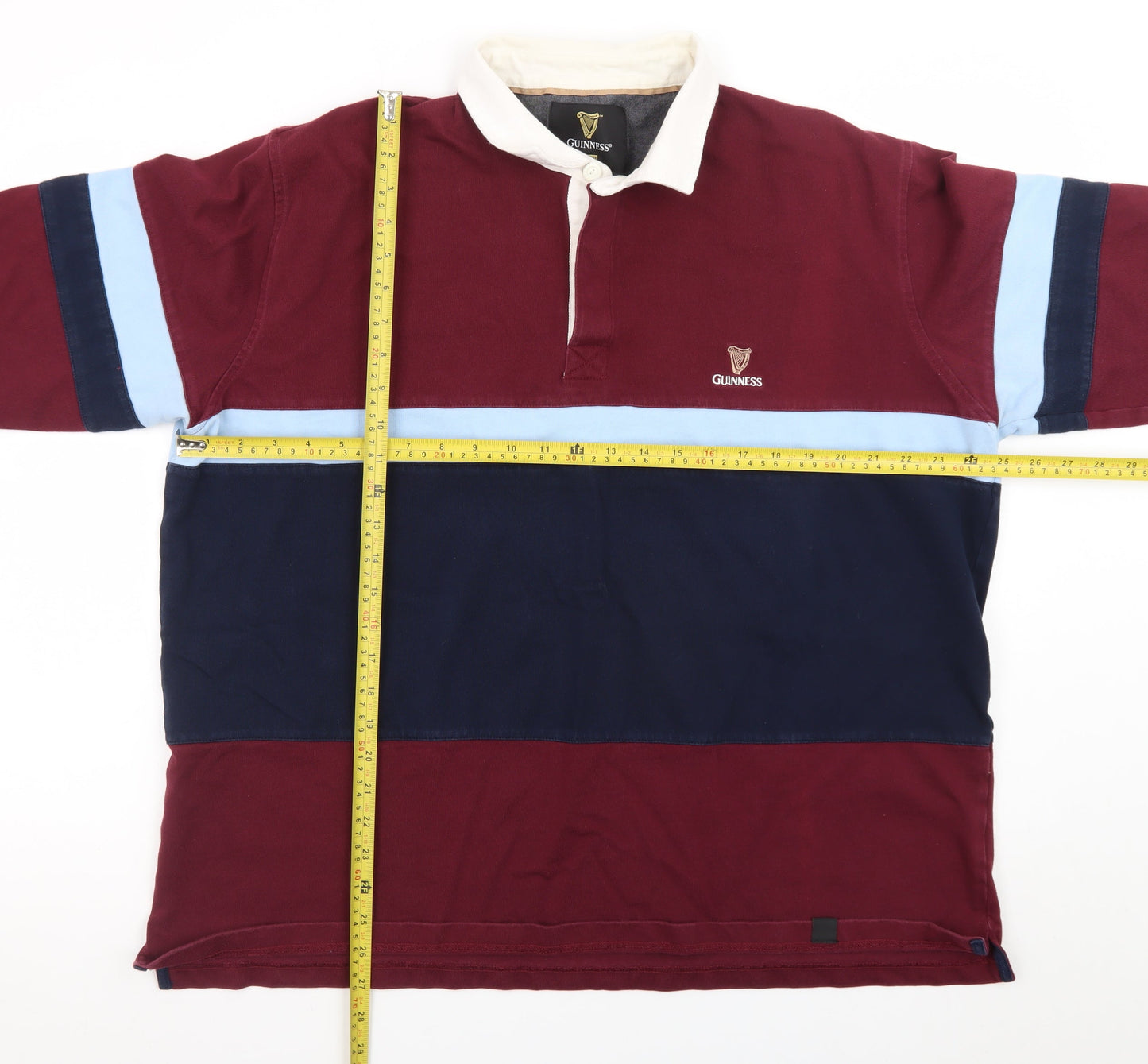 Guinness Men’s Multicoloured 2XL Rugby Style Long Sleeve Polo Shirt