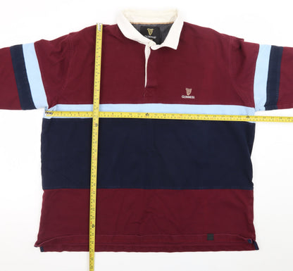 Guinness Men’s Multicoloured 2XL Rugby Style Long Sleeve Polo Shirt